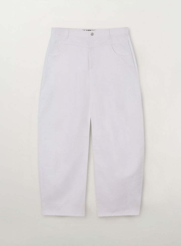 Satur Cotton Curved Pants - White