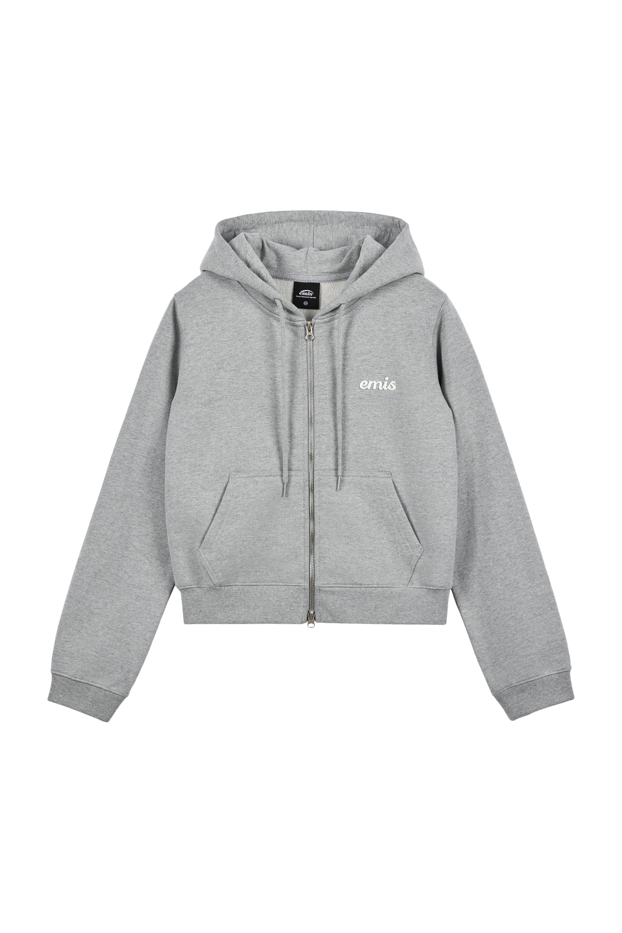 (WOMENS)APPLIQUE HOOD ZIP-UP-MELANGE GRAY