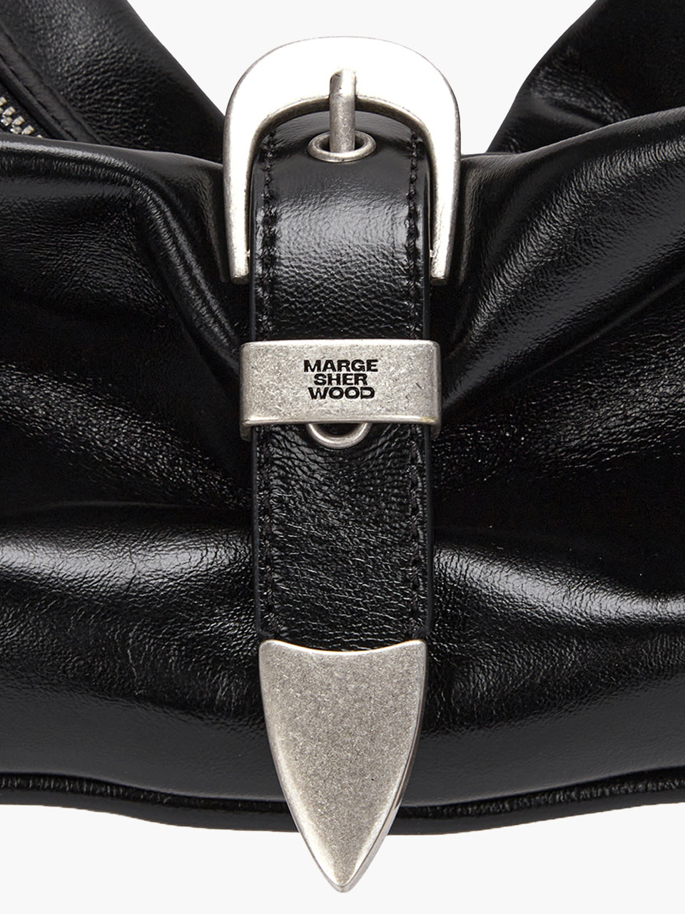 Margesherwood Belted Hobo Medium black glossy plain