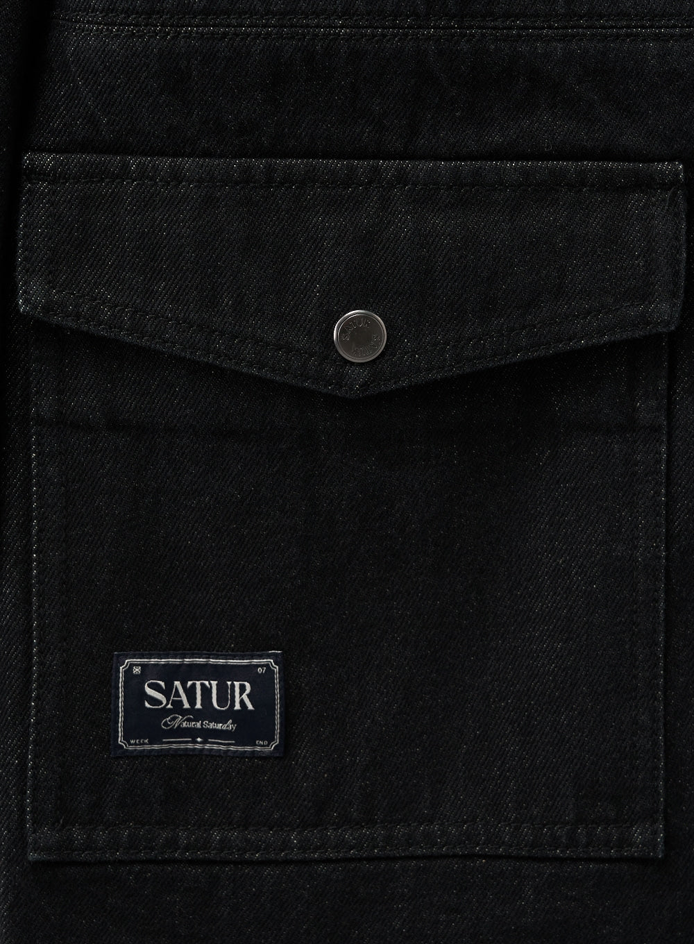 [satur] (W) Nonfade Denim Half Single Jacket - Black