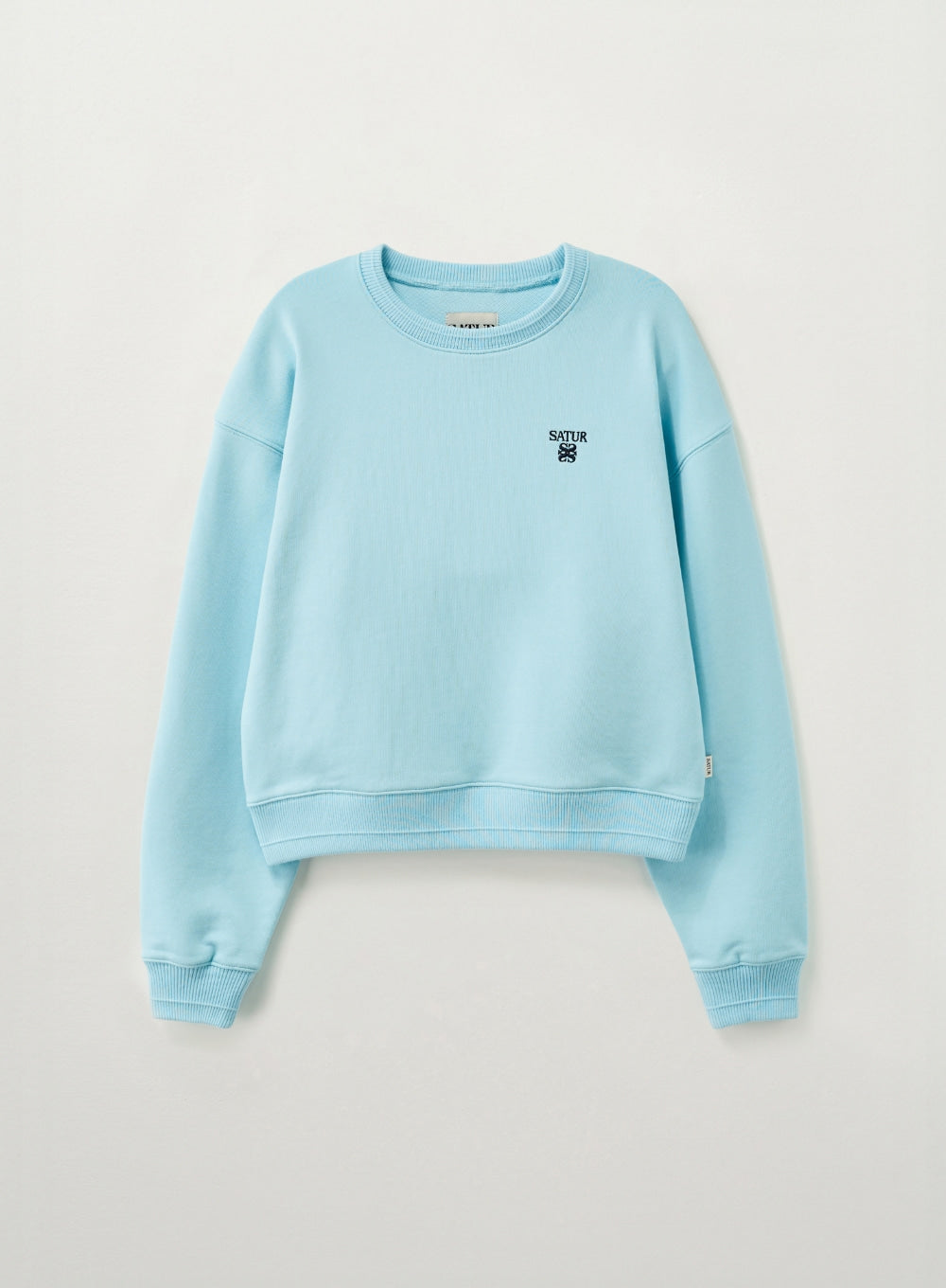 [satur] (W) Loren Small Logo Basic Crop Sweatshirt - Sky Blue