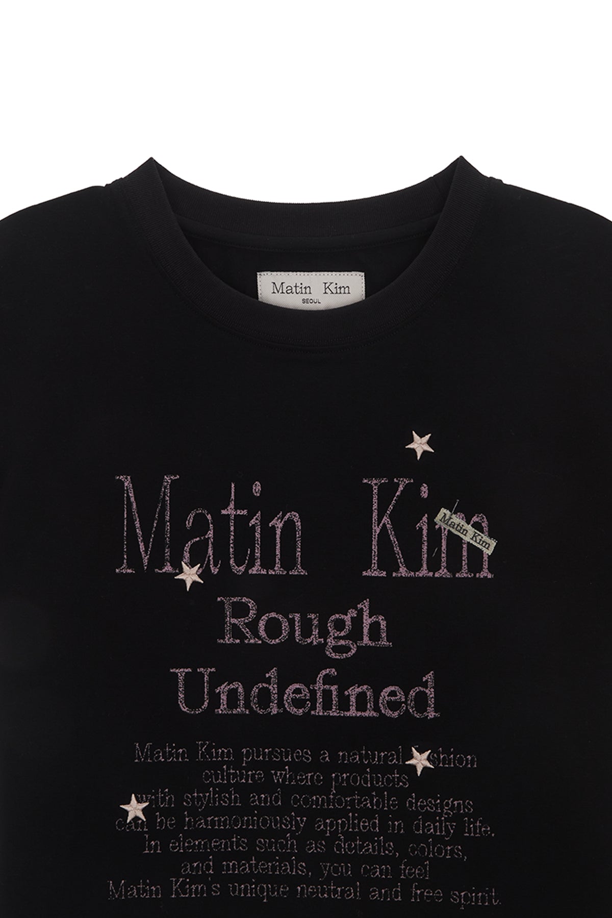 [matinkim] DAZZLE LETTERING CROP TOP IN BLACK