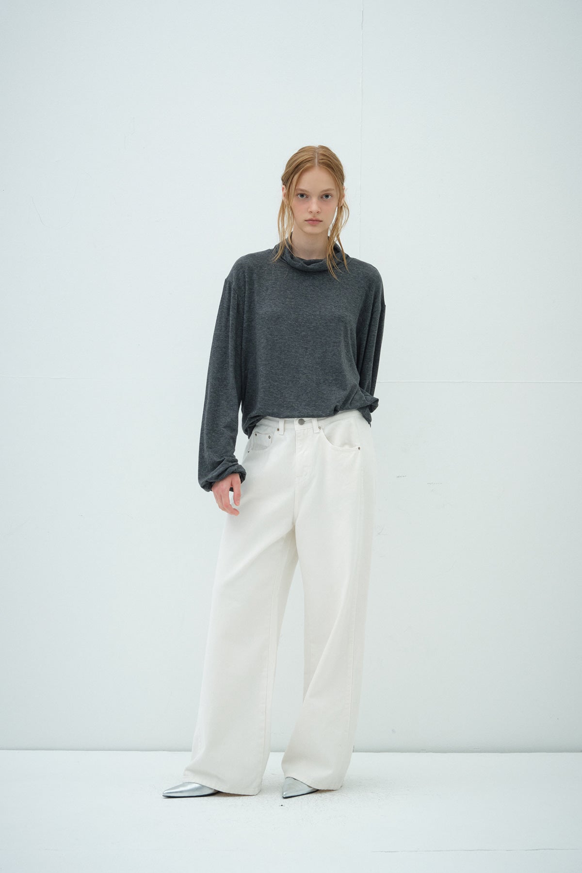 Overdueflair Cotton Wide Denim Pants White