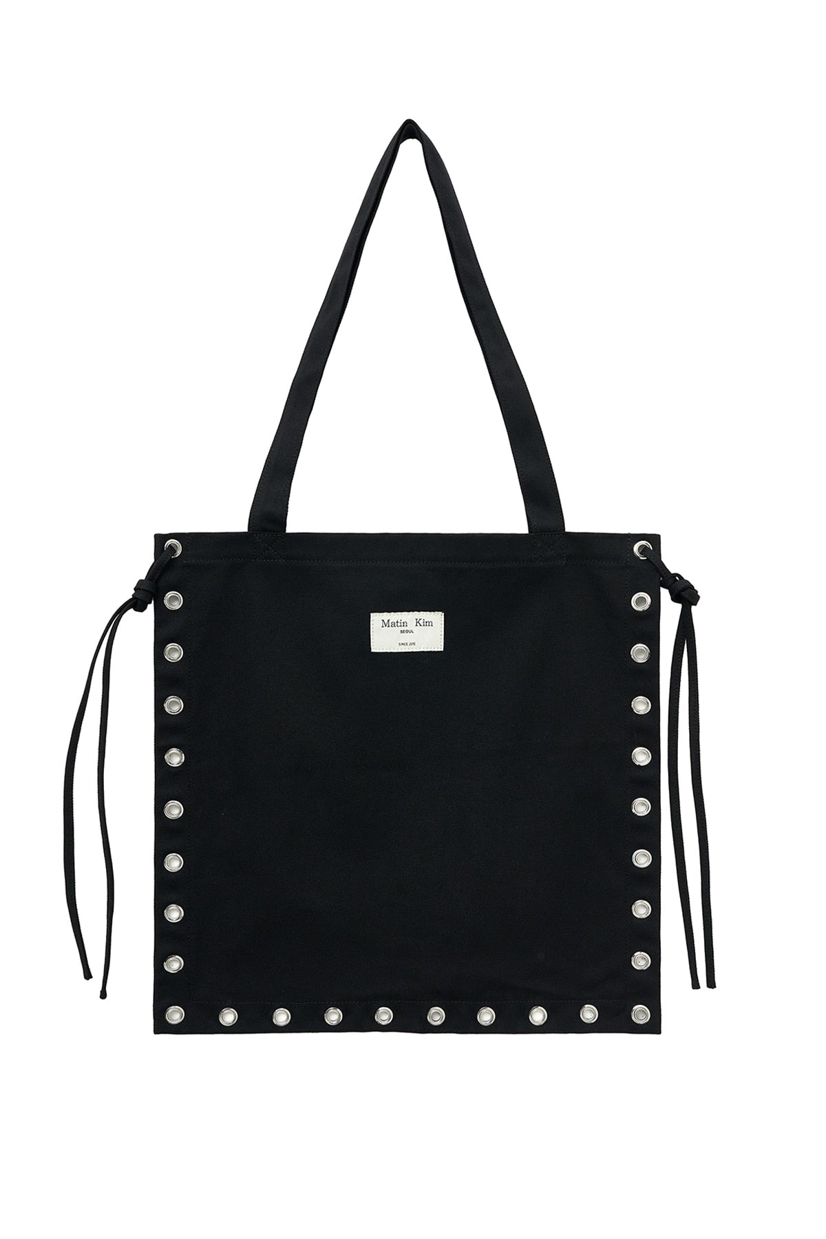matinkim EYELET LOGO CANVAS ECOBAG IN BLACK - View 3