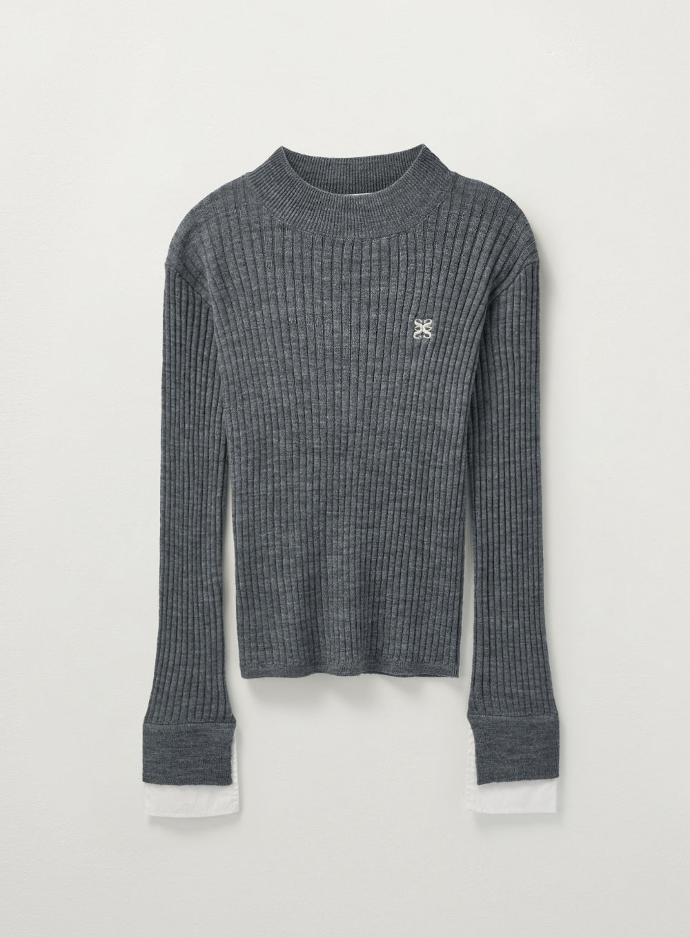 [satur] (W) Cuffs Mock Neck Knit - Melange Gray