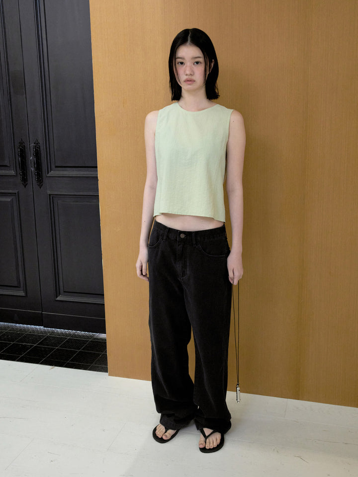 Low Classic Sheer Sleeveless Blouse Light Green