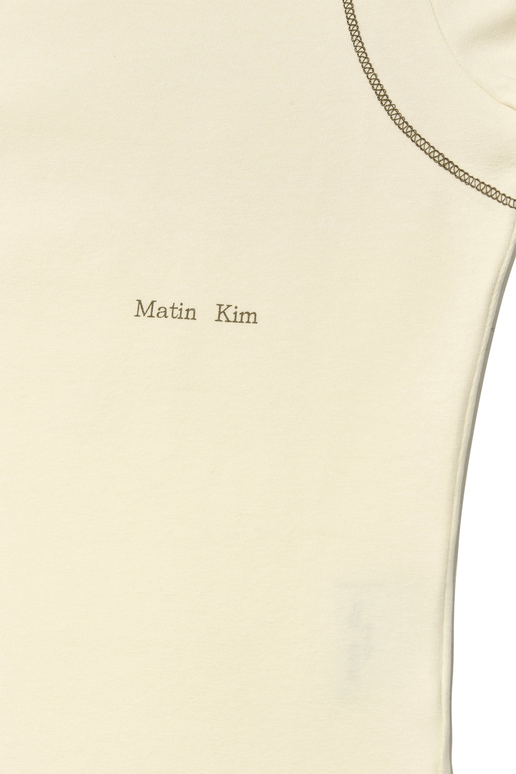 [matinkim] Stitch Point Small Logo Top IN Light Yellow