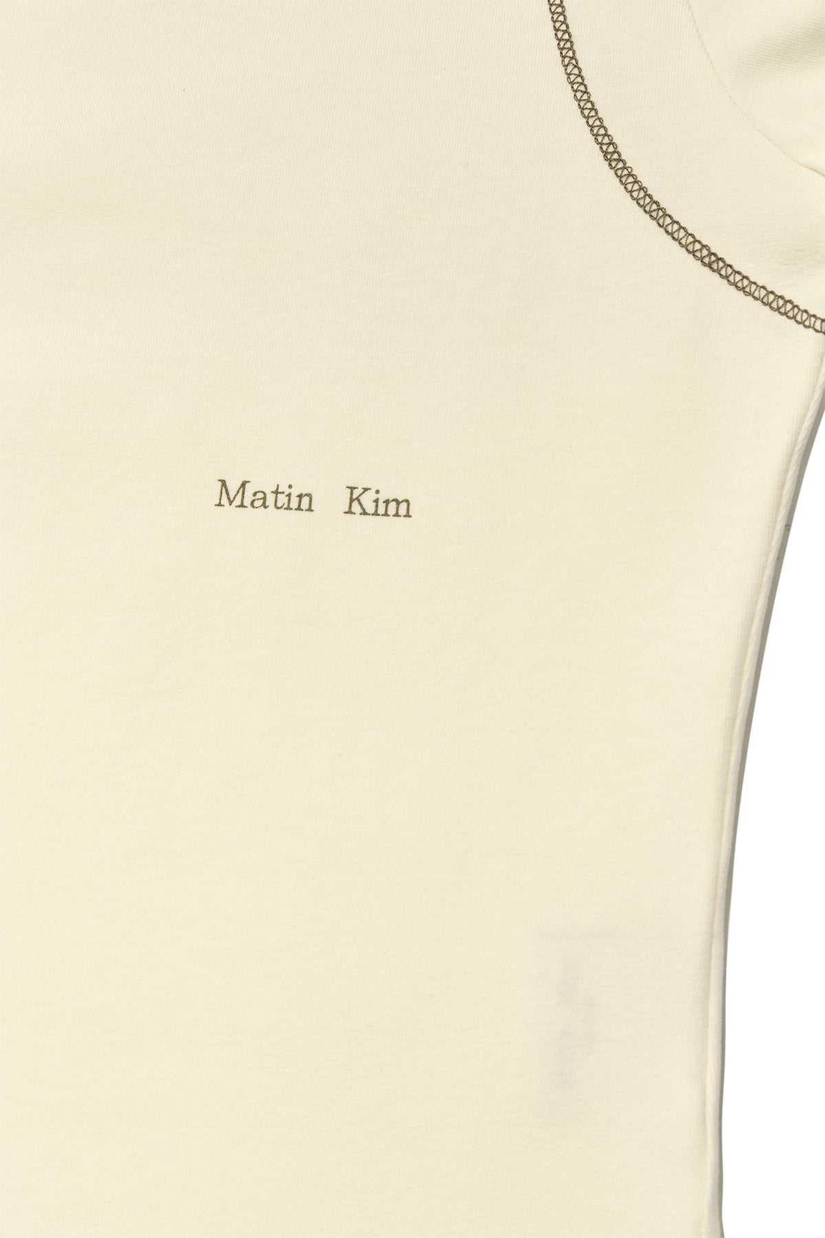 [matinkim] Stitch Point Small Logo Top IN Light Yellow
