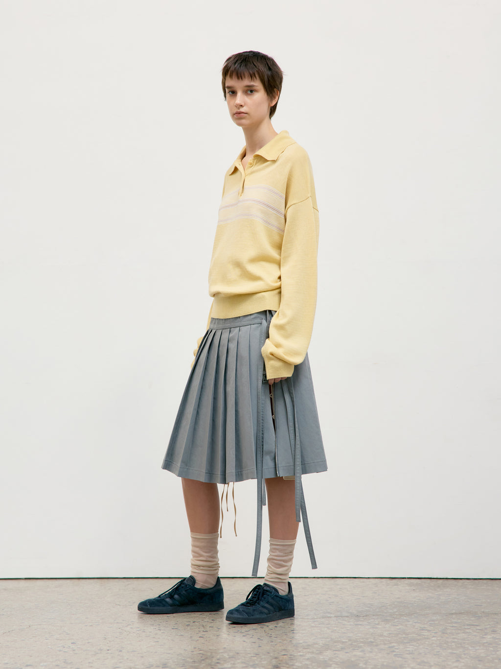 Low Classic Multi Stripe Pique Knit Top Yellow
