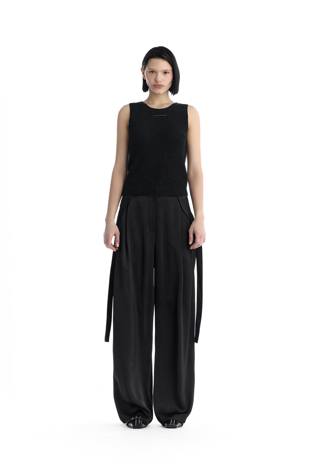 Treemingbird Essential Ribbed Sleeveless Knit Top Black