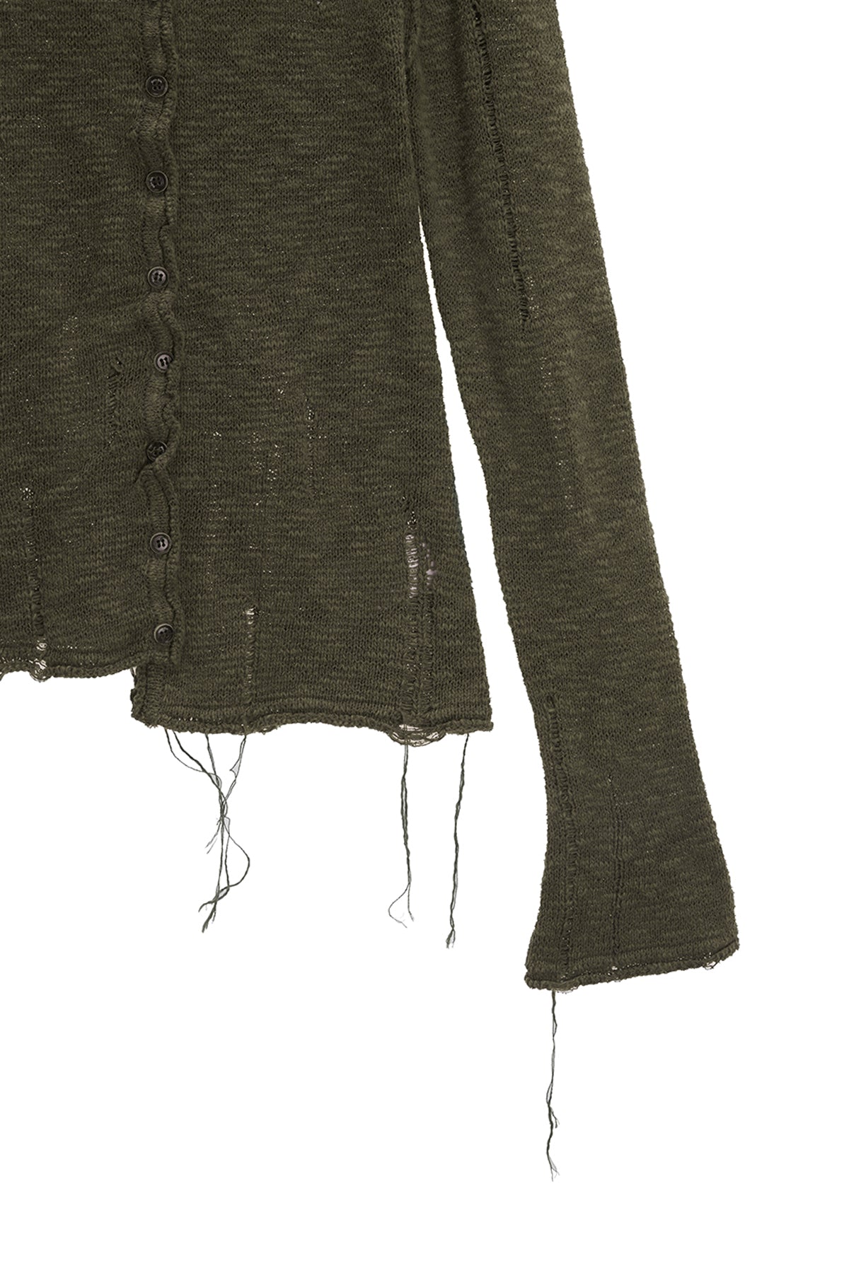 [matinkim] UNBALANCE BUTTON DETAIL CARDIGAN IN KHAKI