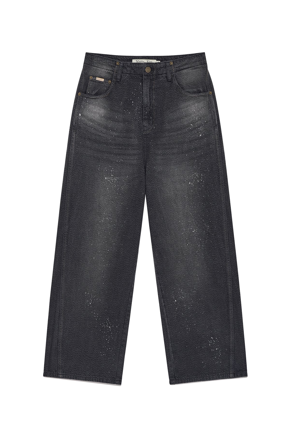 Matinkim Back Line Point Soft Shiny Denim Pants IN Navy