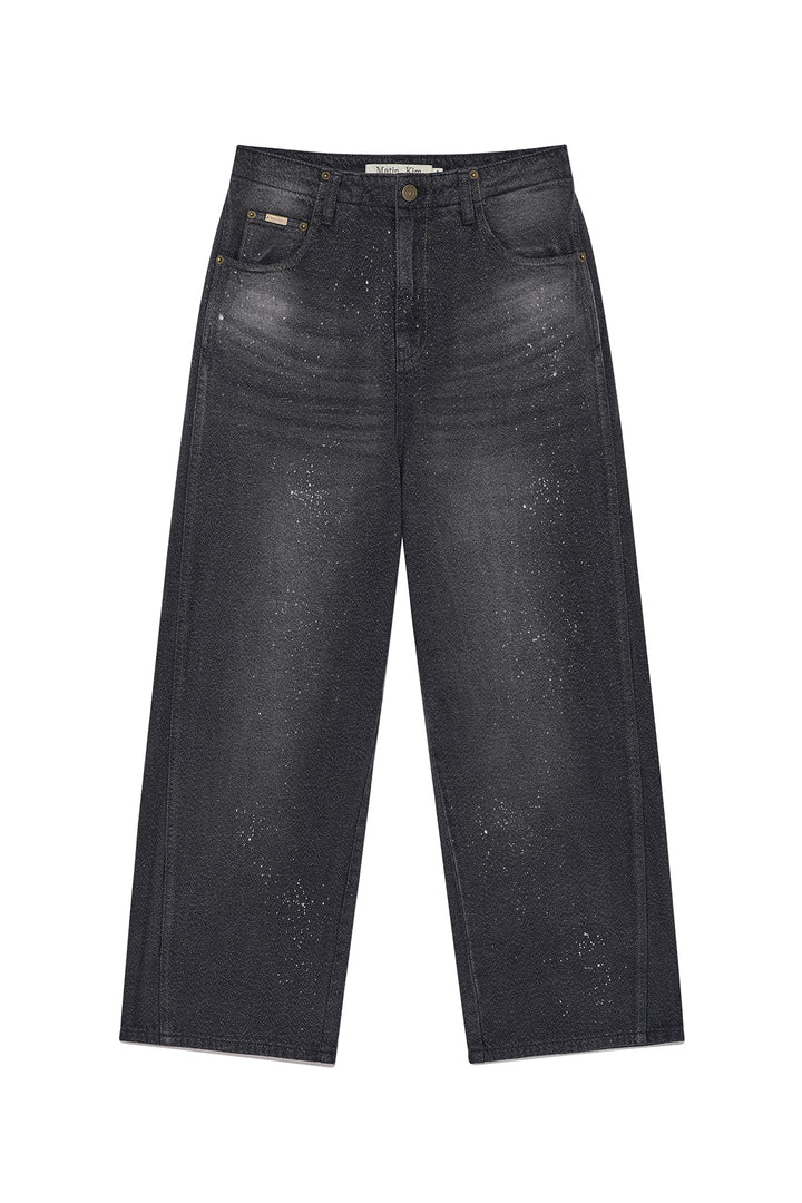 Matinkim Back Line Point Soft Shiny Denim Pants IN Navy