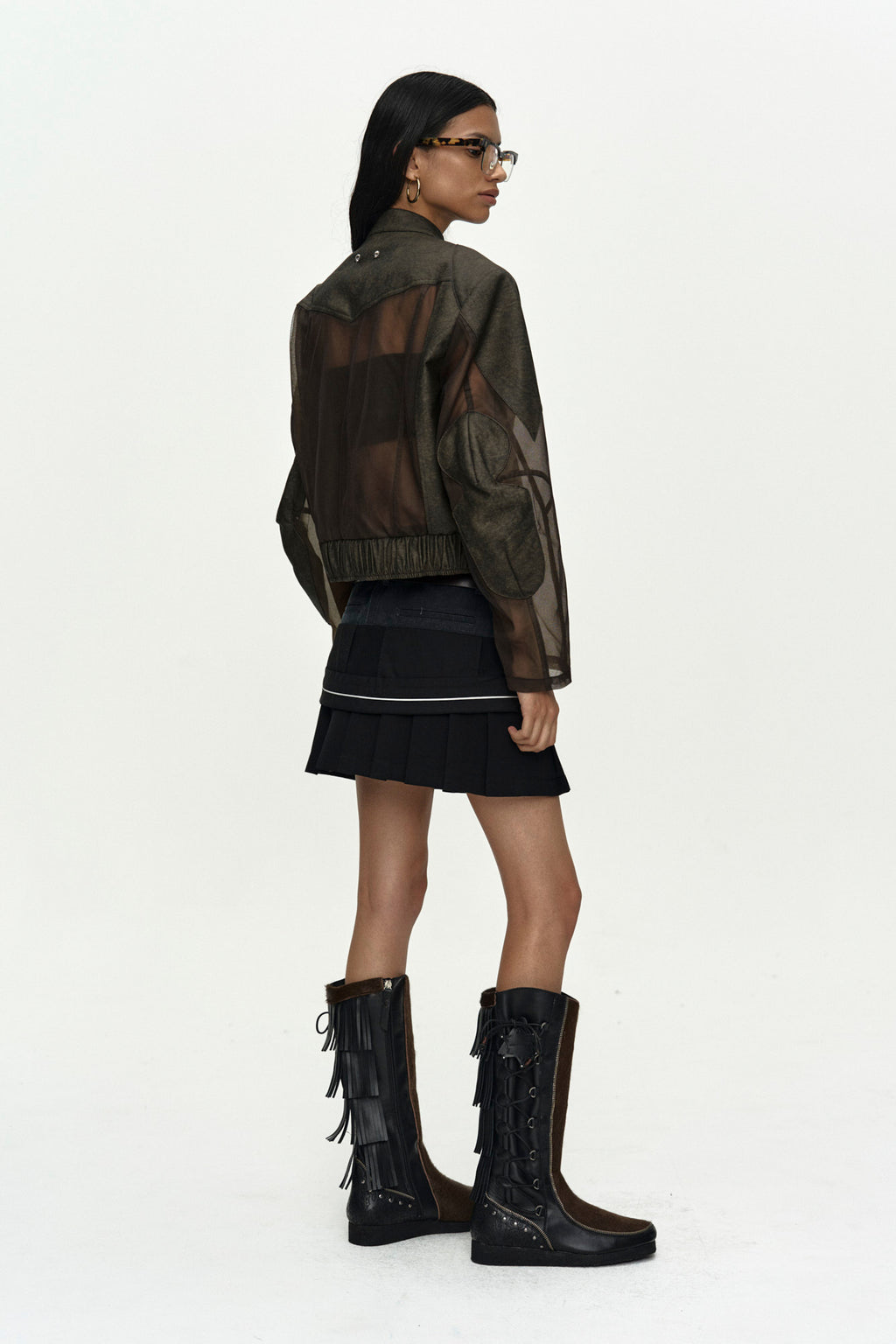 Andersson Bell Kelly Faux-Leather & Sheer Rider Jacket
