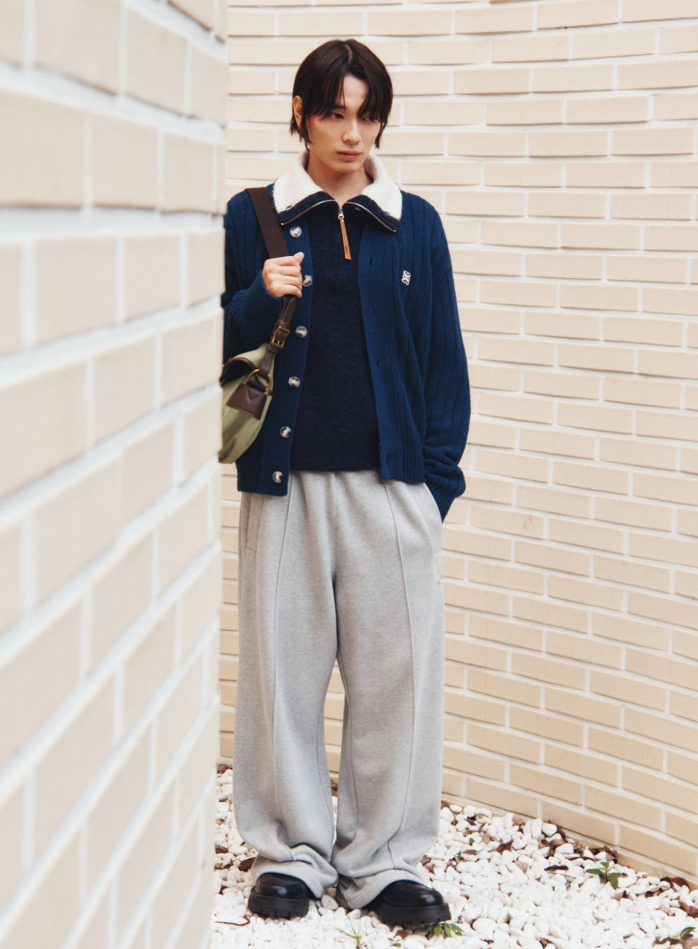 [satur] Teo Cotton Banding Sweatpants - Melange Gray