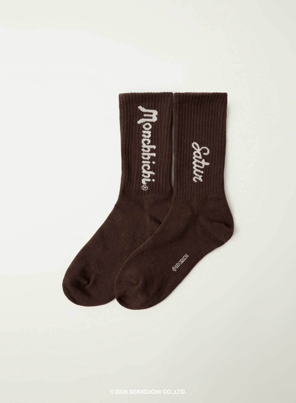 Satur X Monchhichi Lettering Socks - Brown