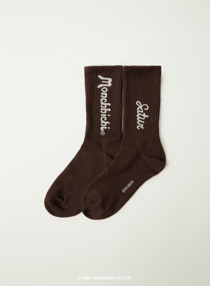 Satur X Monchhichi Lettering Socks - Brown
