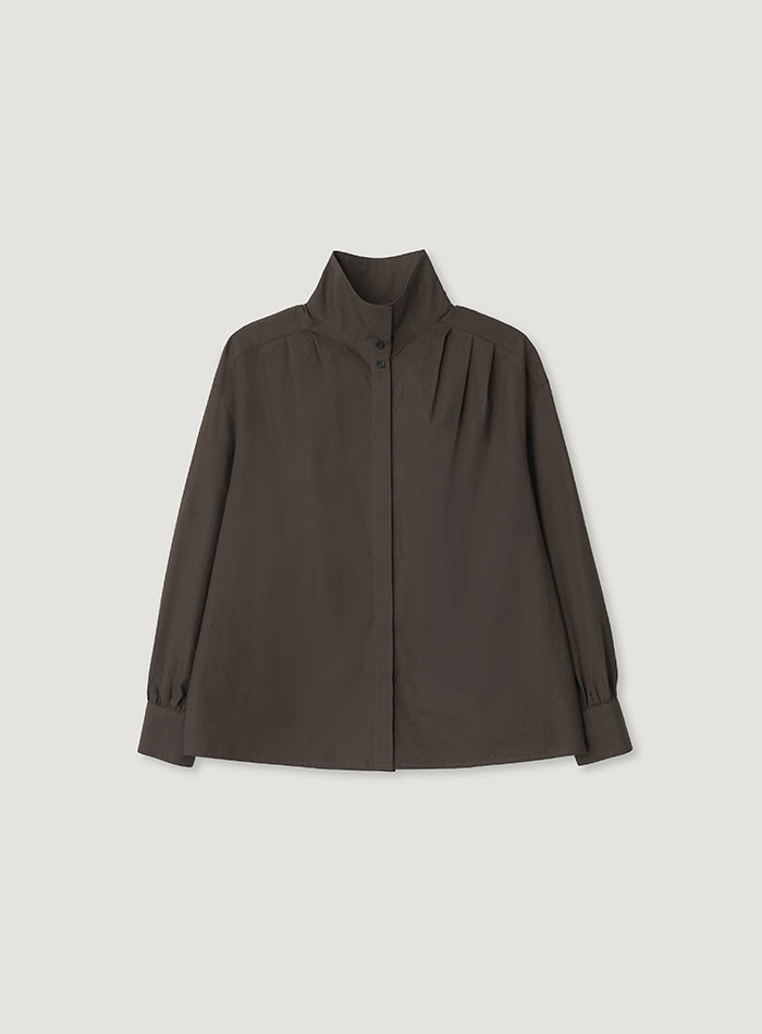 Mango Maniplease Ben High Neck Shirt Brown