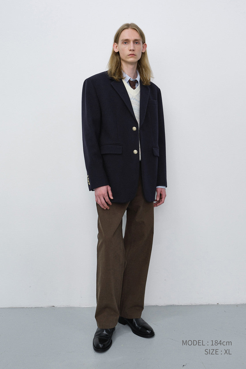 Dunst Unisex Classic 2 Button Wool Blazer Navy