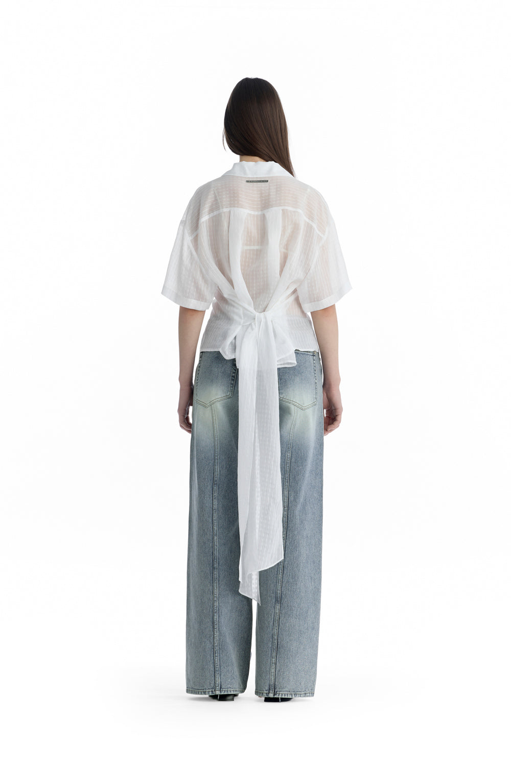Treemingbird Tie Waist Shirt White