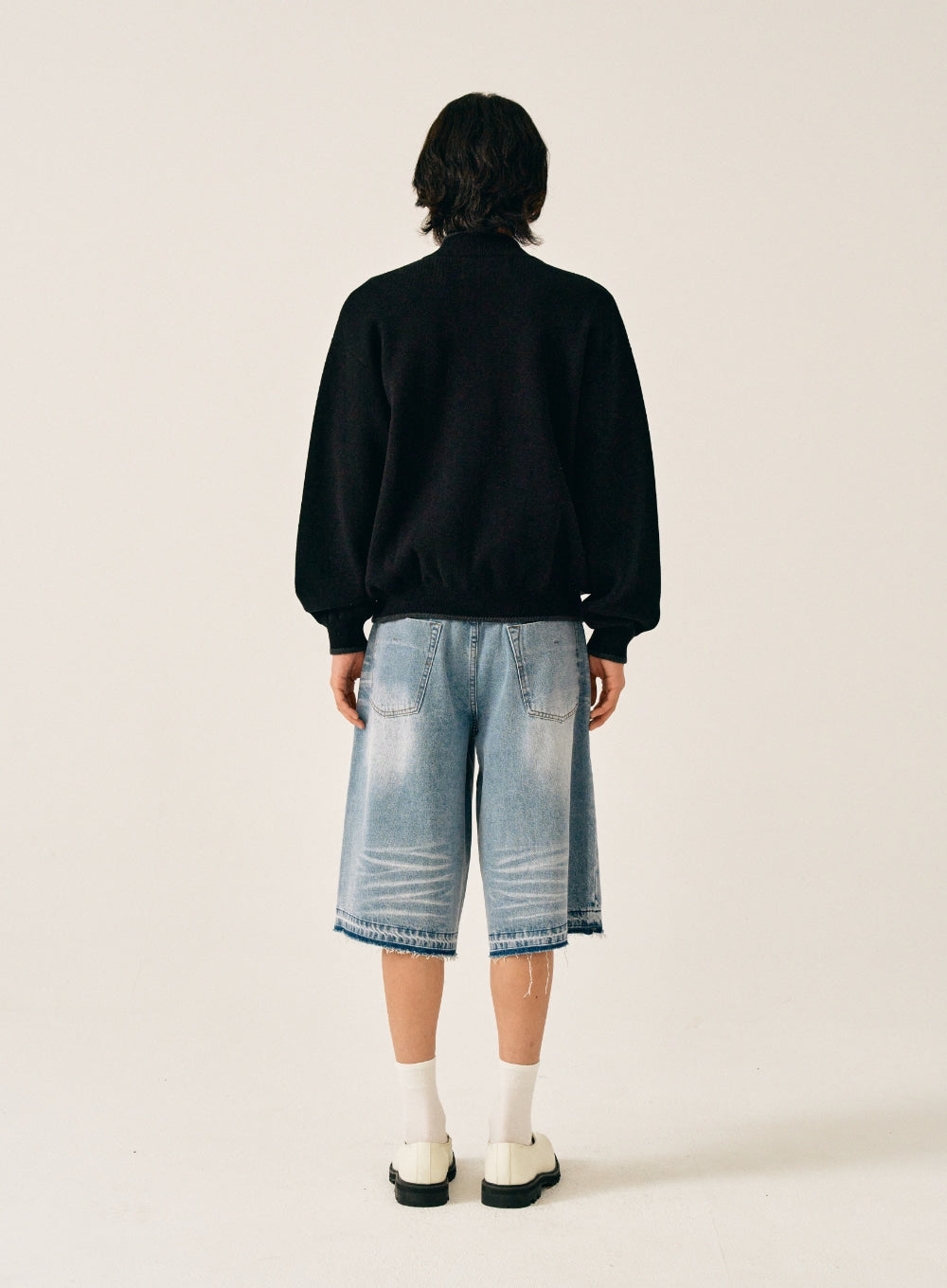 [satur] Teo Varsity Zip-Up Knit Cardigan - Classic Black