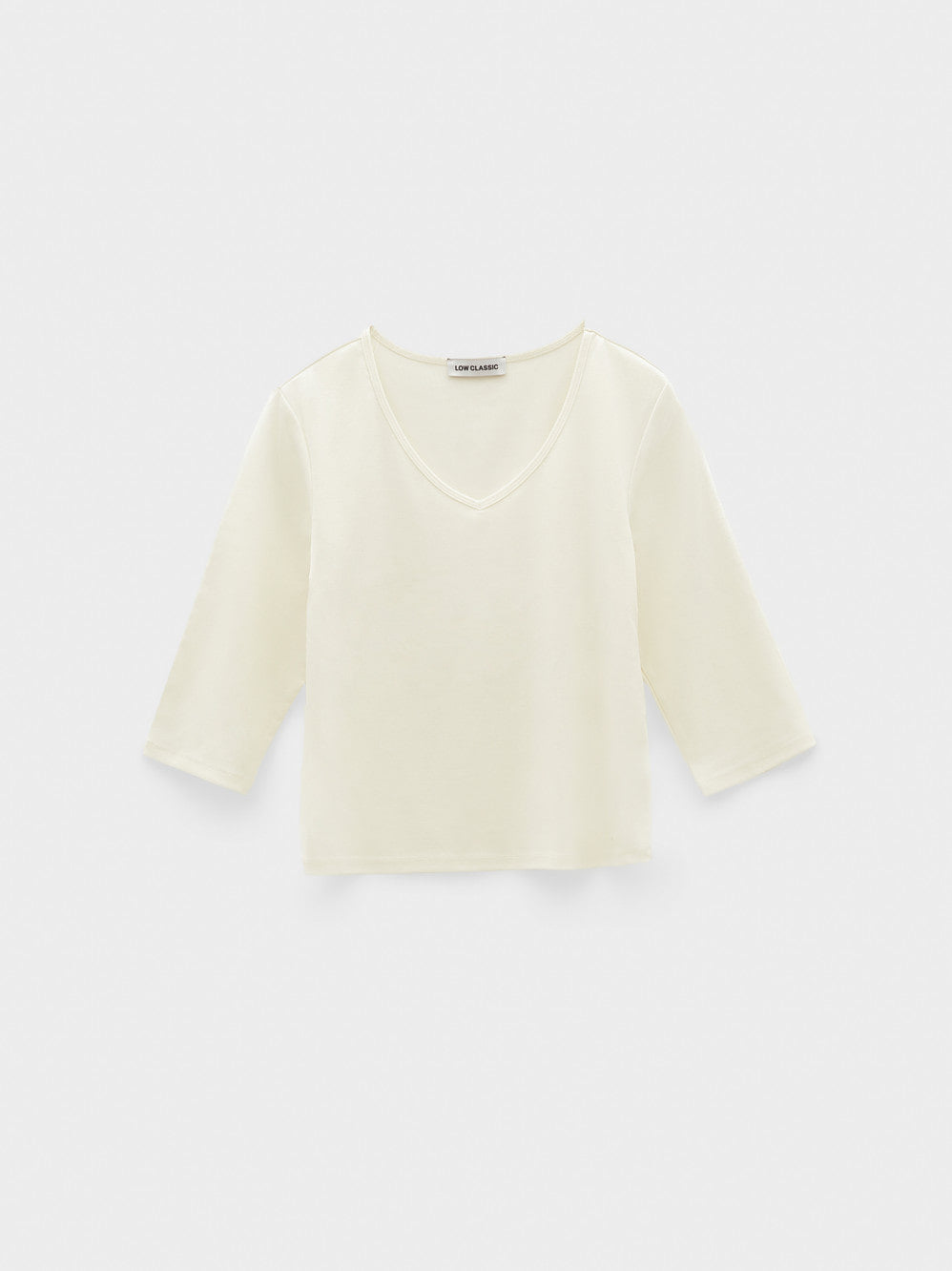 Low Classic Deep V-Neck Stretchy T-Shirts Cream