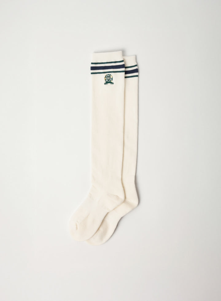 Satur Crest Logo Knee Socks - Cream