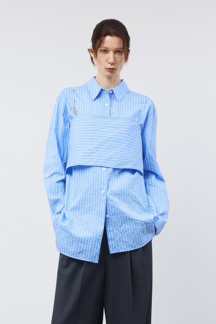 Matinkim Bustier Layered Crinkle Shirt IN Blue