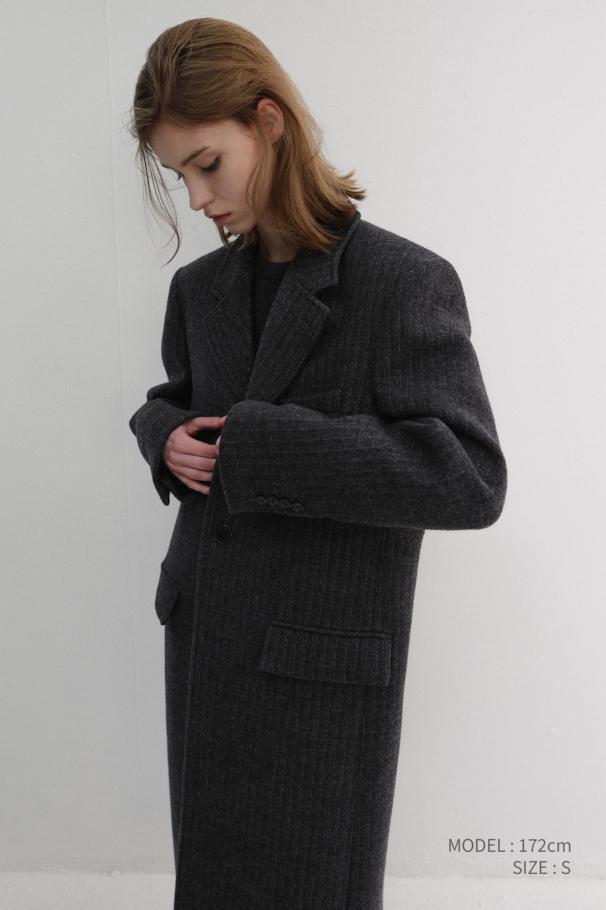 Dunst Unisex 2-Way 3 Button Coat Grey Stripe