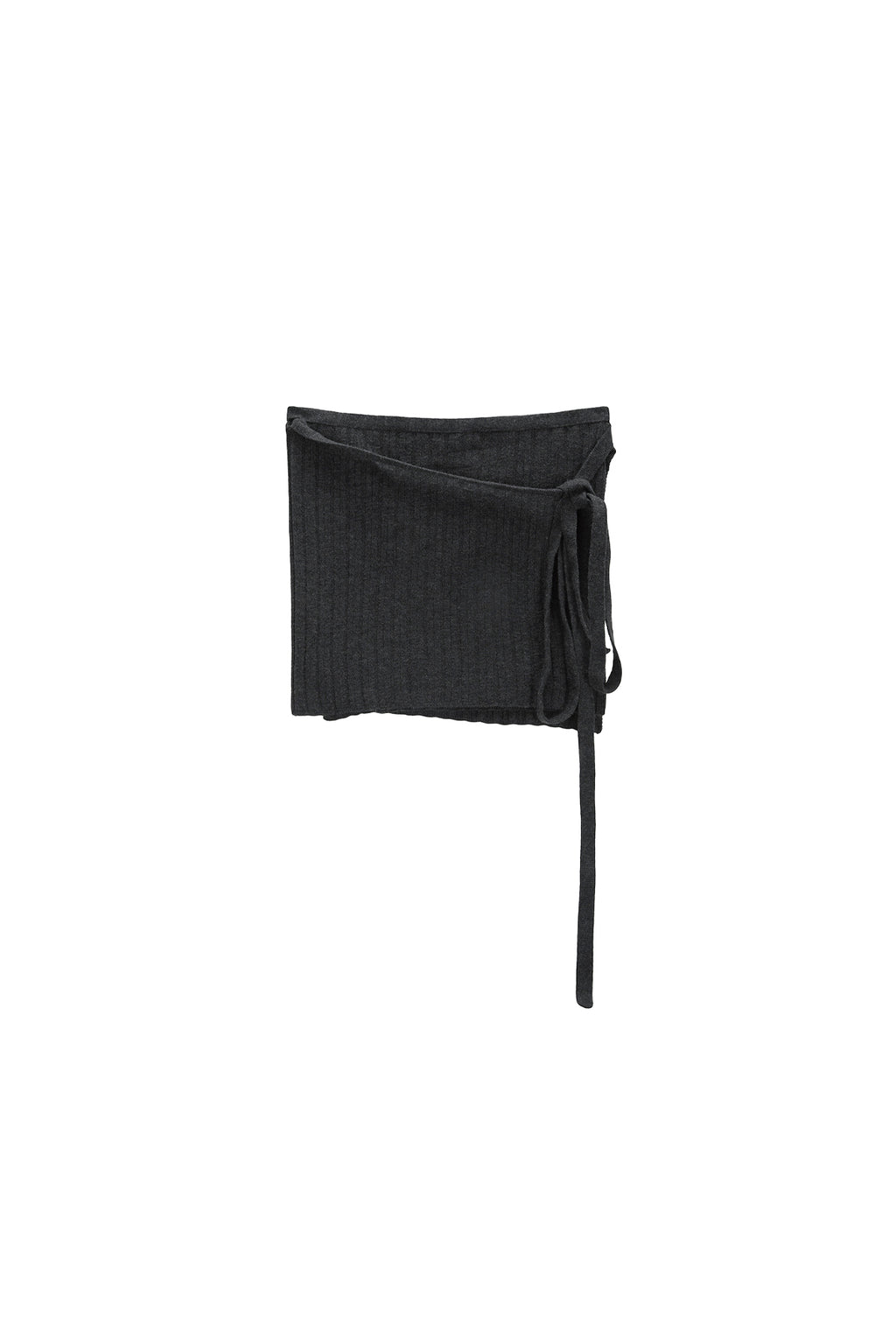 [matinkim] LAYERED KNIT STRING WRAP SKIRT IN CHARCOAL