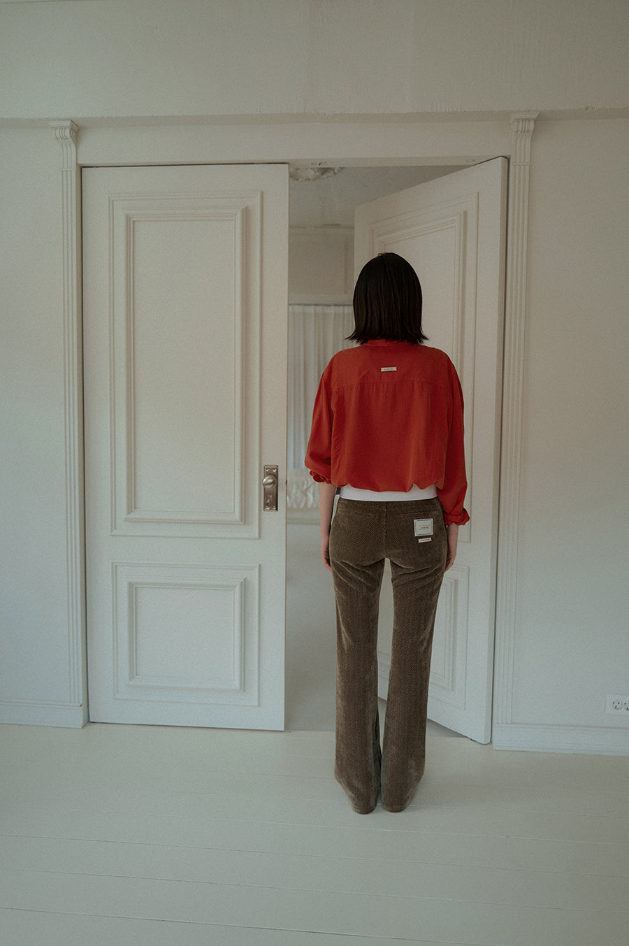 Overdueflair U Neck Long Tie Blouse Vintage Red