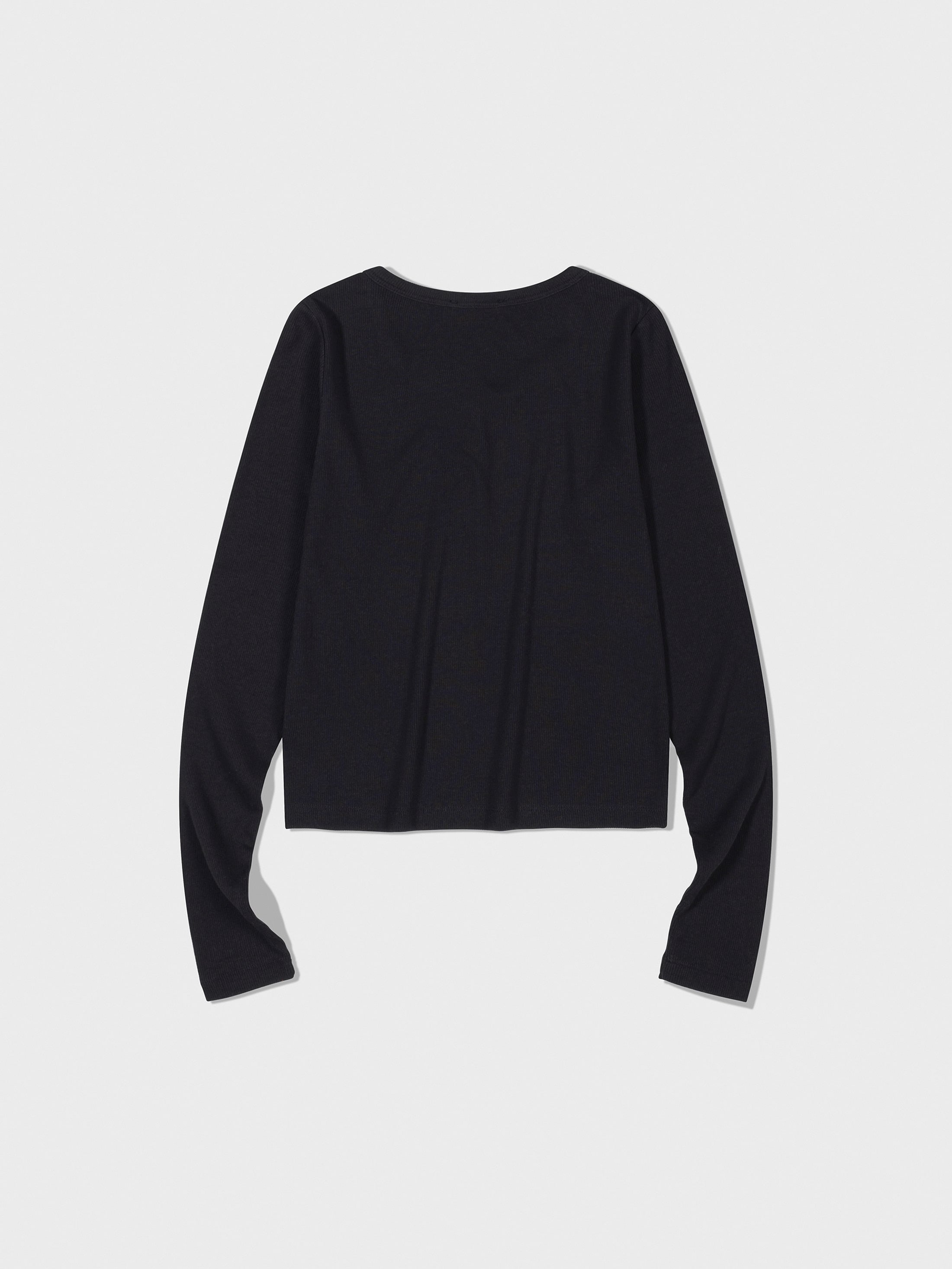 Low Classic Henry Neck Long Sleeve T-Shirt Black