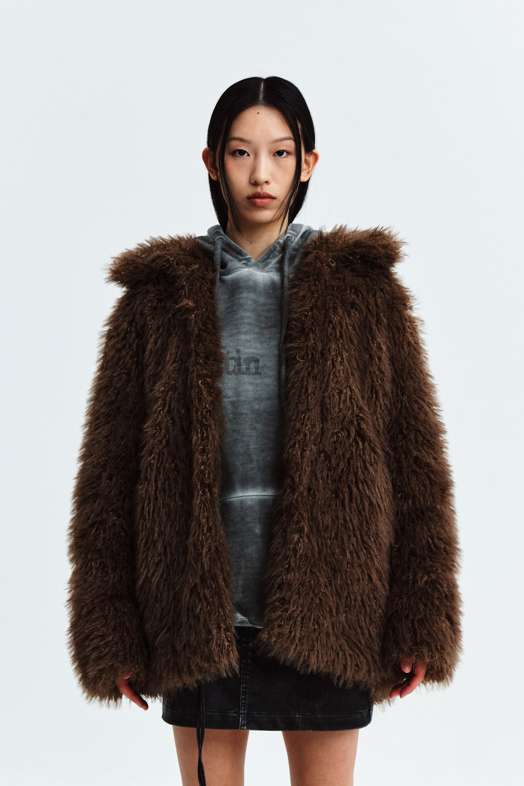 Matinkim Oversize Hairy Fur Coat IN Brown