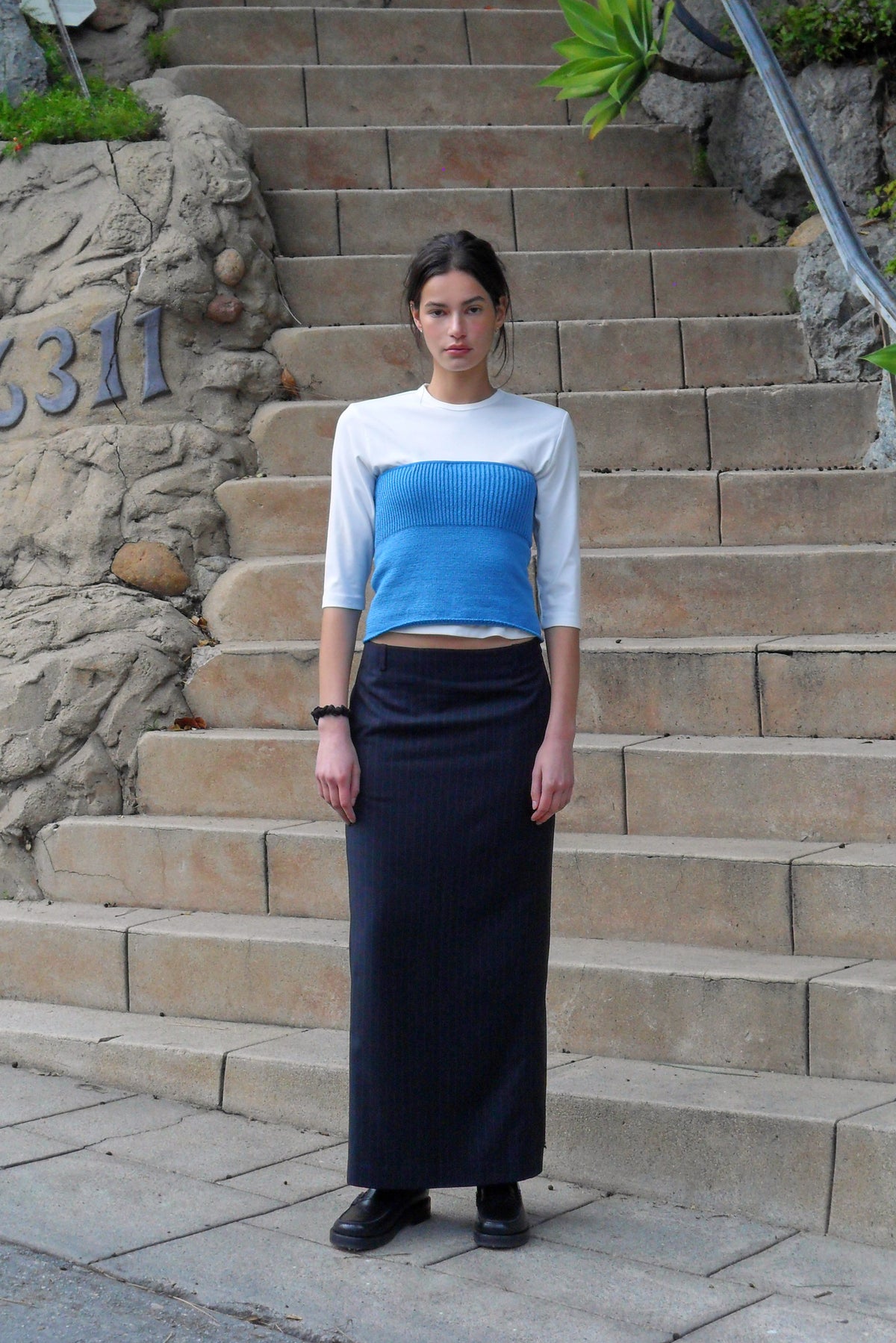 Low Classic Cotton Zip-Up Mini Top Blue