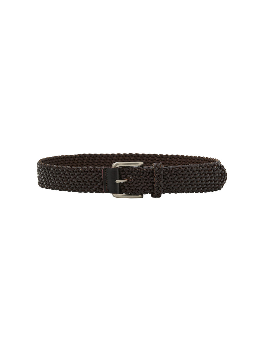 GLOWNY G Twist Leather Belt (Dark Brown)