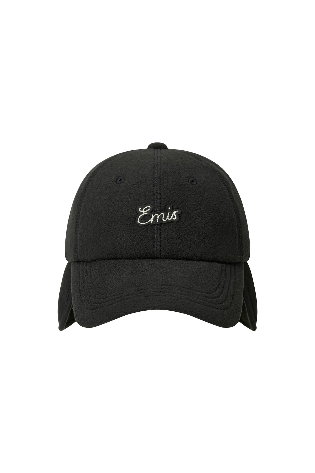 Emis Small Line Patch Fleece Ball Cap-Black