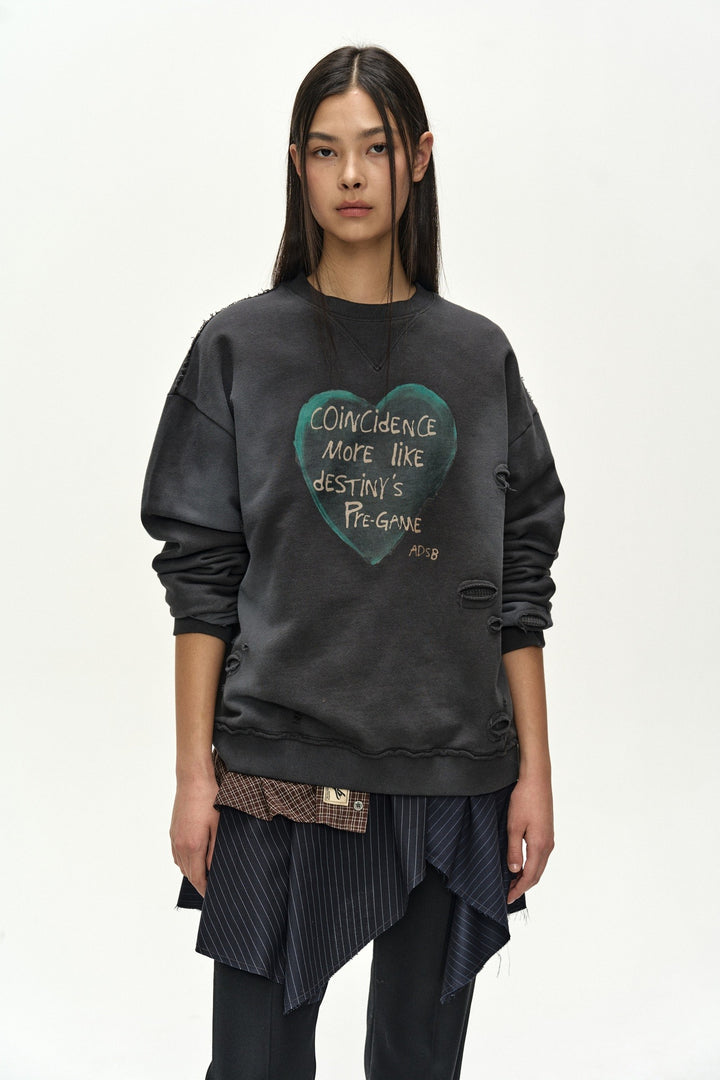 Andersson Bell (Essential) Unisex Spray Washed Heart Message Sweatshirt