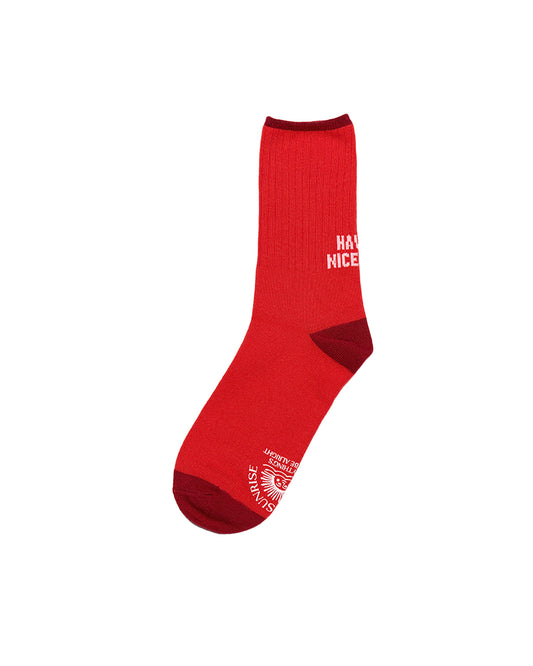 Have a Nice Trip Crew Socks_Red & Burgundy