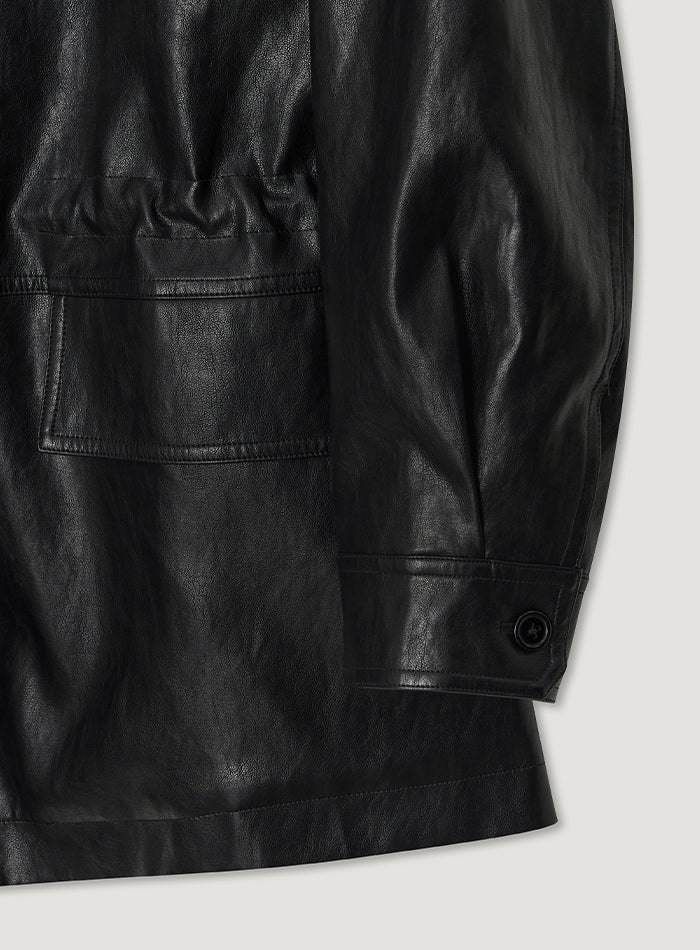 Mango Maniplease Evino Leather Jacket Black