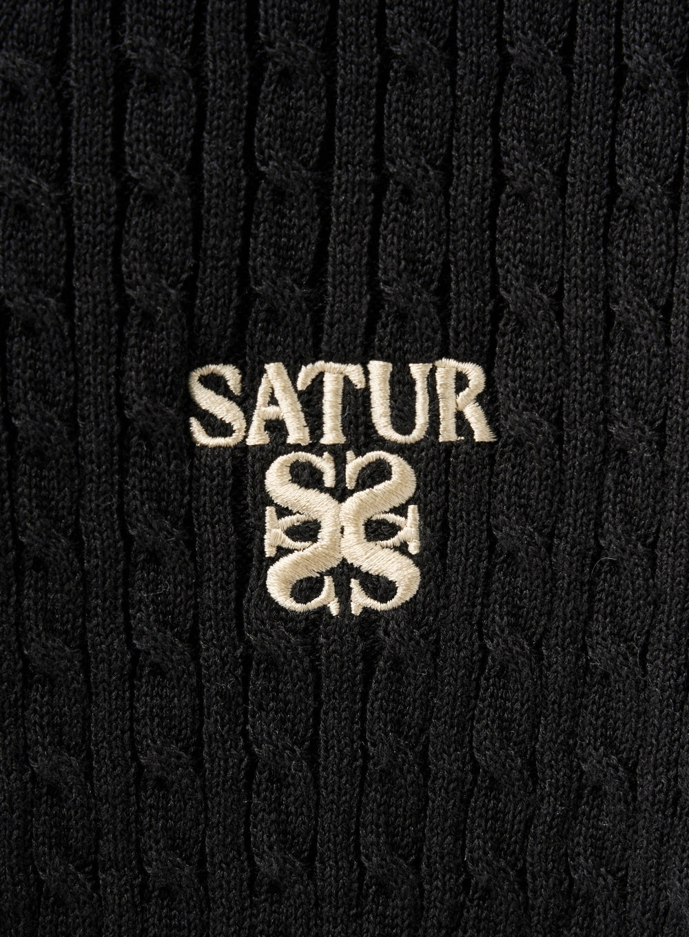 [satur] (W) Cable Knit Half Cardigan - Black