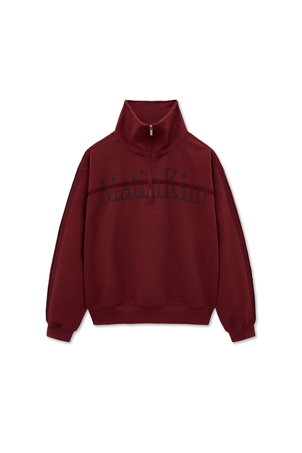 [matinkim] CUT OUT HALF ZIP SWEATSHIRT FOR MEN IN BURGUNDY