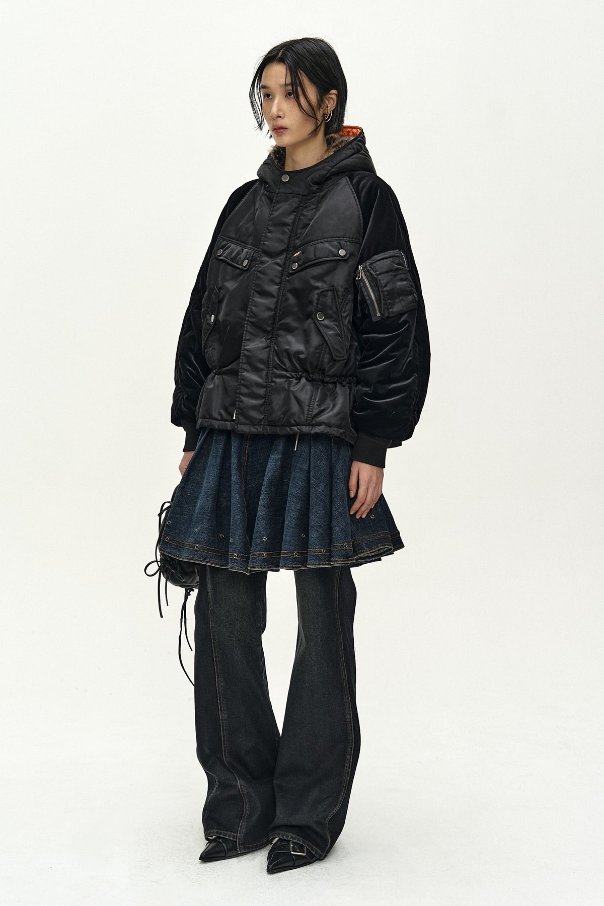 Andersson Bell Utility Hooded Puffer Peplum Jacket