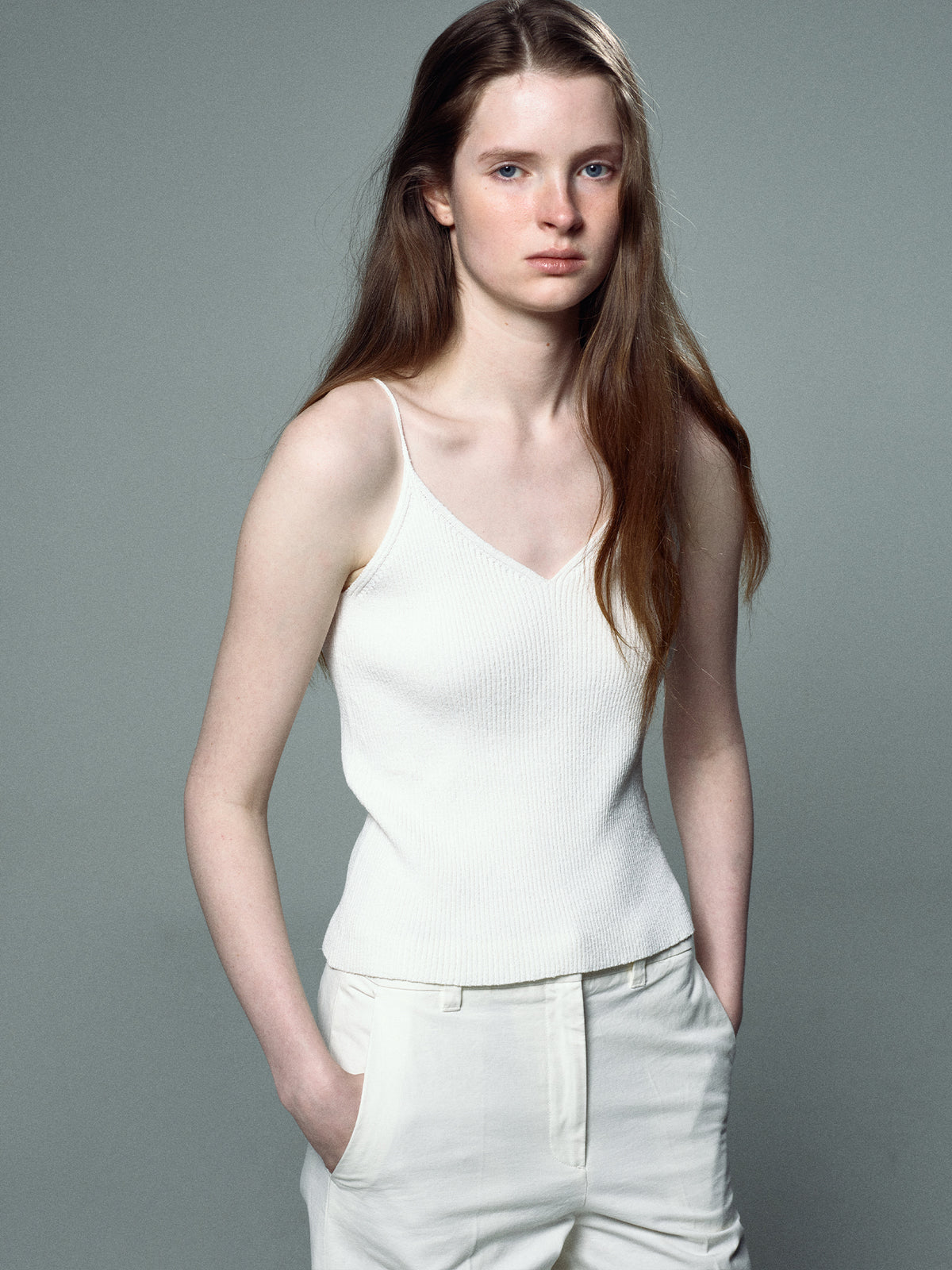 Nothing Written Esme rib-knitted cami (White)