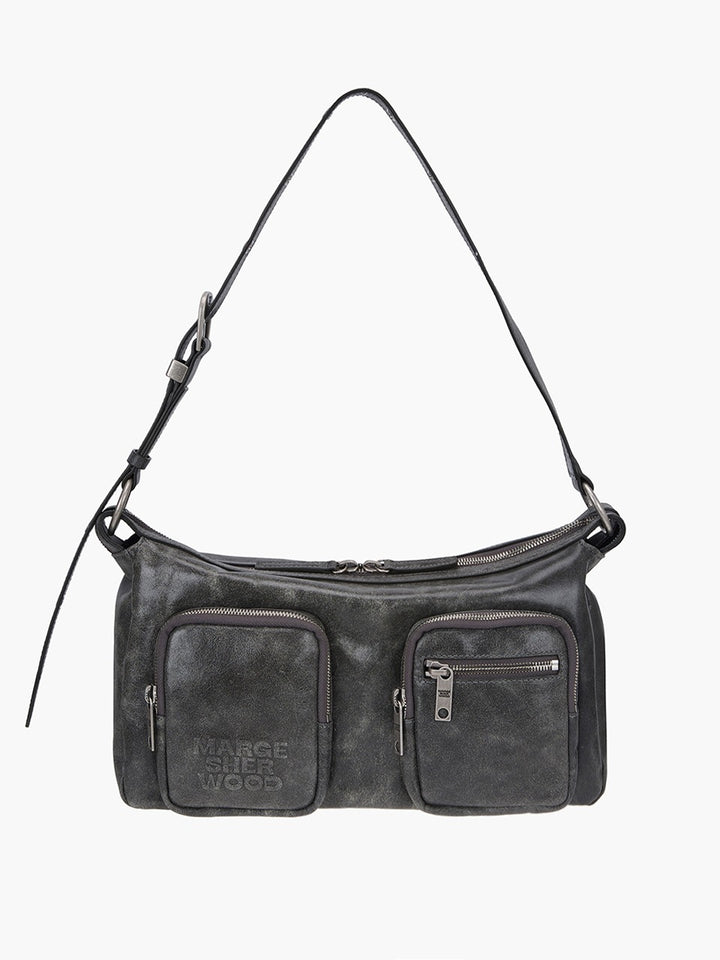 Margesherwood Outpocket Hobo white+grey two-tone cracked