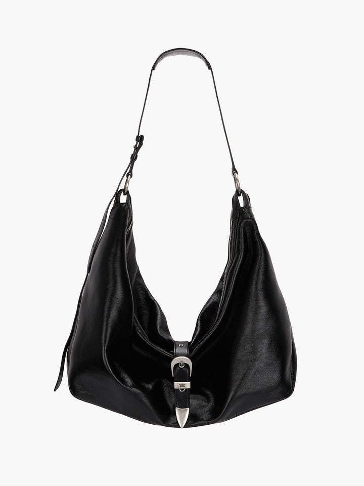 Margesherwood Belted Hobo black glossy plain