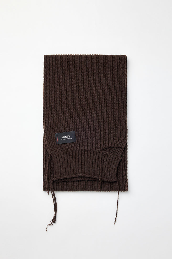 Matinkim Cut Out Wool Knit Muffler IN Brown
