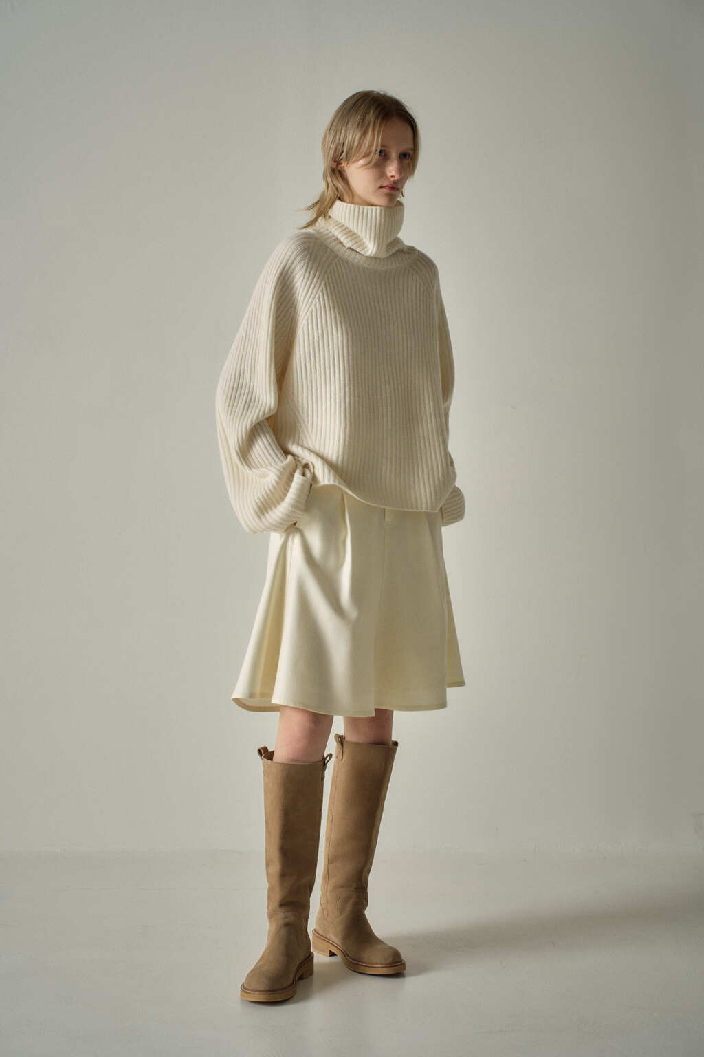 Facade Pattern Cashmere Turtleneck Knitwear ivory