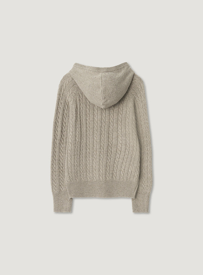 Mango Maniplease Sand Hoodie Knit Beige