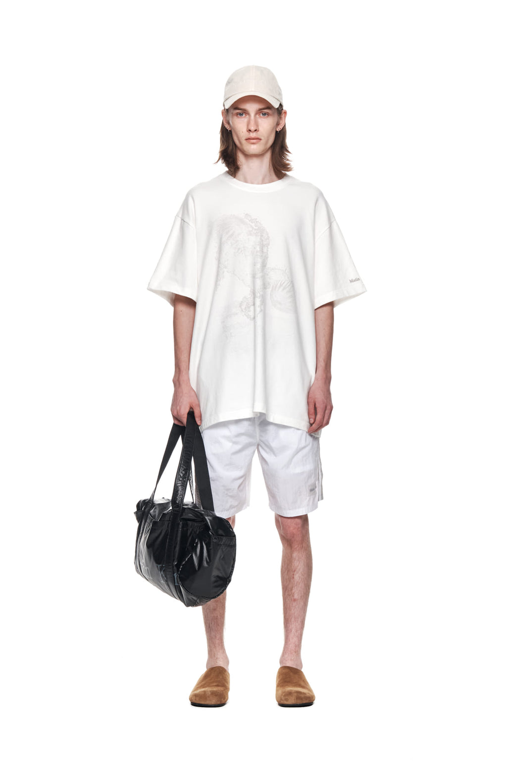 Matinkim Side Point Nylon Half Shorts For Men IN White