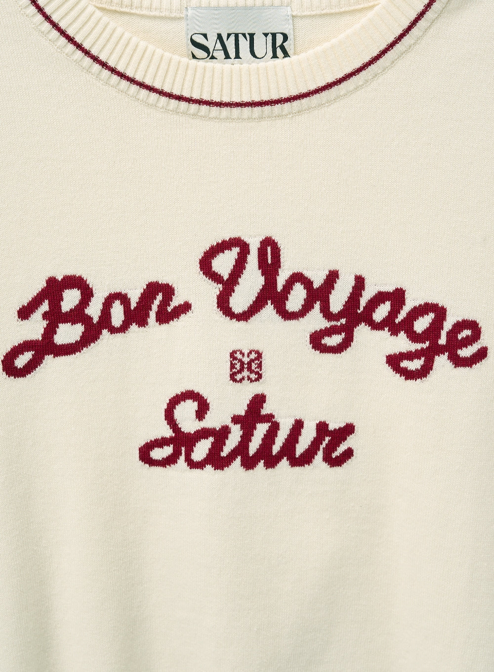 [satur] (W) Bon Voyage Puff Knit - Cream Burgundy